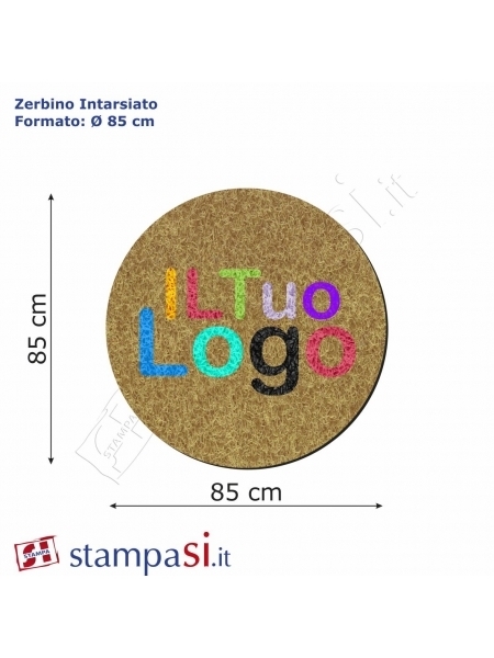 Zerbino rotondo intarsiato personalizzato diametro cm 85