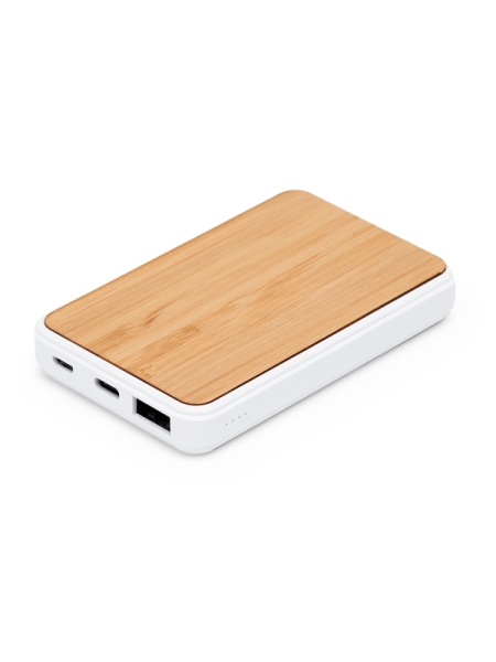 Power bank in plastica e bamboo personalizzato Roly Rossum 5000 mAh