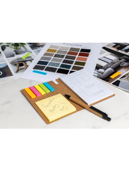 Sticky notes con blocco note e penna in carta riciclata personalizzato Eldred