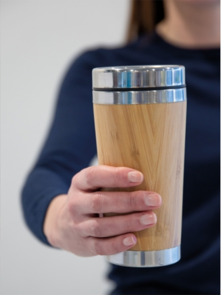 Tazza termica da viaggio in acciaio e bamboo Amanda da 450 ml