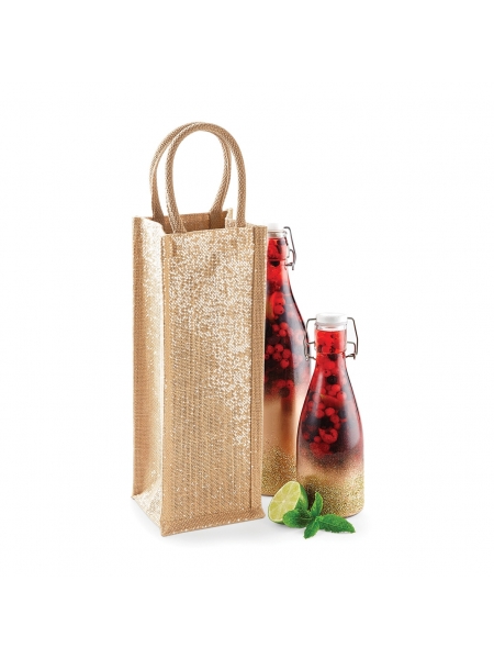 Shopper personalizzate portabottiglia in juta Shimmer 12x35x11 cm