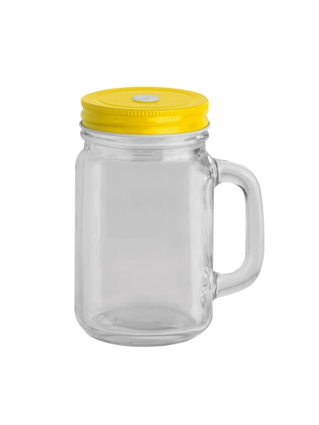Bicchiere con fessura per cannuccia personalizzato Jar Glass 500 ml