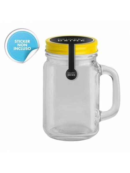Tazze con logo promozionale in vetro con coperchio Jar Glass