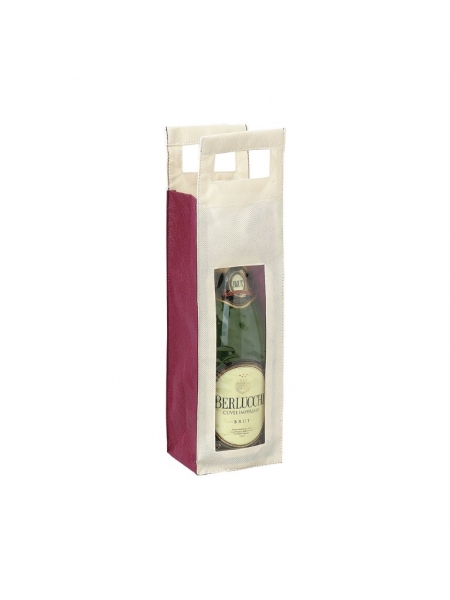 Borsa portabottiglie in TNT con finestra 1 posto 35 x 10 x 8 cm