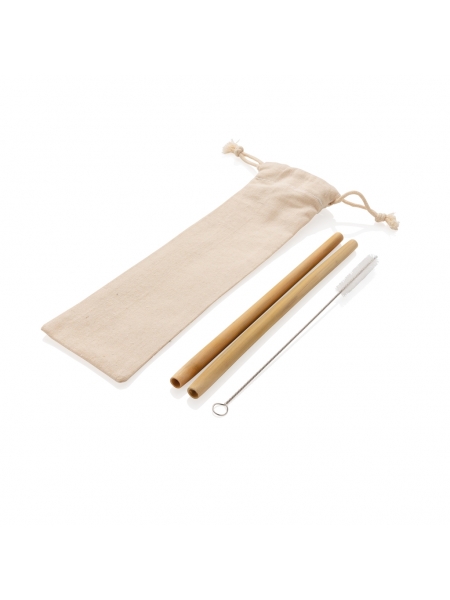 Set personalizzato di due cannucce in bamboo 7x1x21 cm
