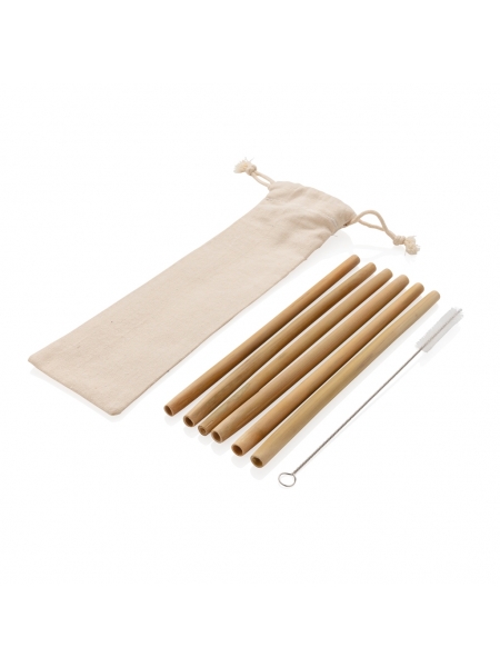 Set cannucce da 6 pezzi in bamboo personalizzato 6,5x1x24 cm