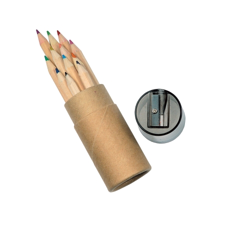 Set di matite in legno personalizzate con astuccio cilindrico