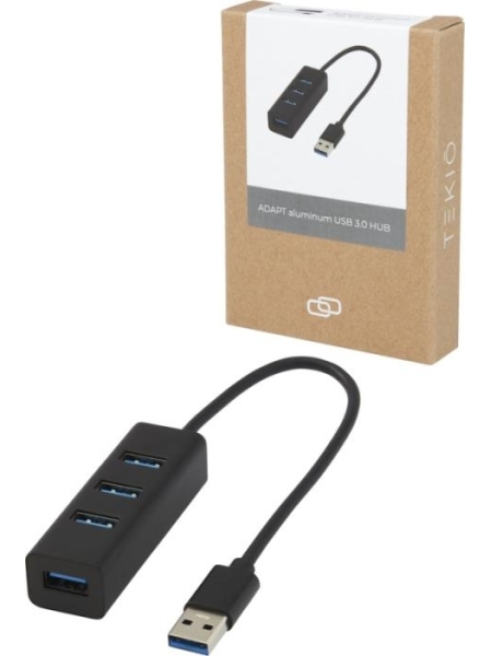 Hub USB 3.0 in alluminio personalizzato Tekio Adapt