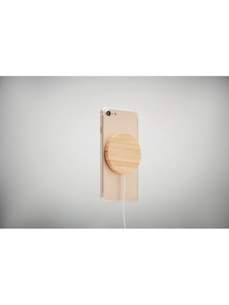 Caricabatterie wireless personalizzati in bambù Rundo Mag ø 6x0,8 cm