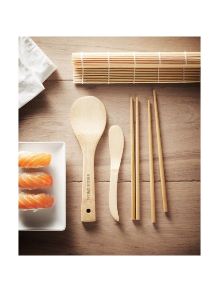 Set servizio sushi 2 persone kit bacchette ciotoline piatti tovaglietta  bamboo