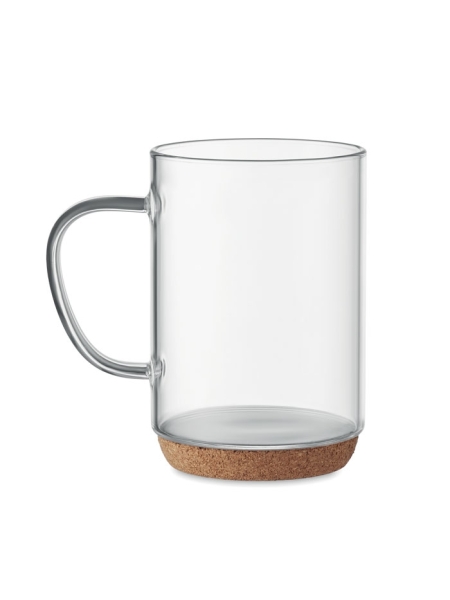 Tazza in vetro con base in sughero personalizzata Lisbo 400 ml