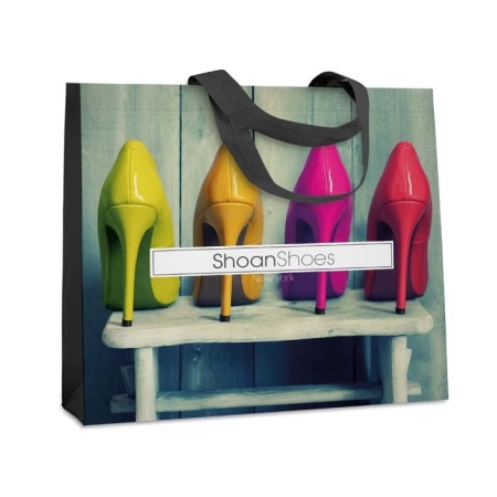 Borse spesa riutilizzabili completamente personalizzabili orizzontali termosaldate 45 x 35 x 10 cm