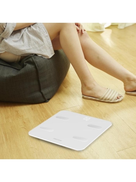 INEVIFIT Bilancia Pesapersone Digitale In Vetro – Piattaforma Grande 30x30 Cm, LED 3.6'' E Sensori Automatici (Bianca, Fino A 180 Kg)