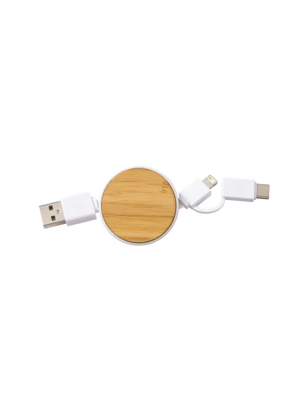 Cavo retrattile in bambù con adattatore USB
