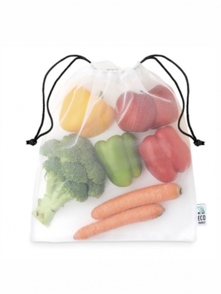 Shopper in rete R-PET con chiusura in ABS 35x30 cm