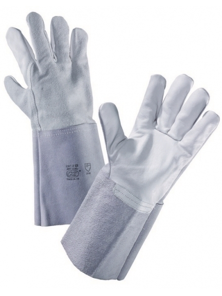 Guanti in pelle fiore con dorso in crosta e manichetta 15 cm