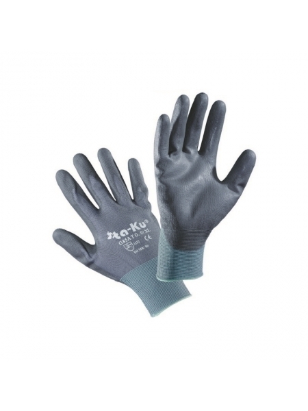 Guanti da meccanico in nylon spalmati in poliuretano grigio sul palmo
