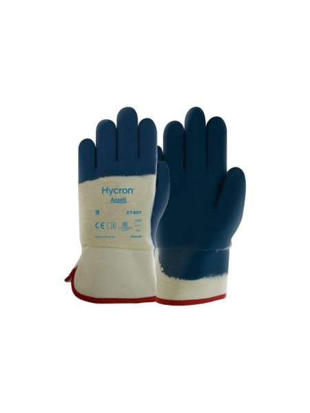 Guanti Ansell Hycron spalmati in nitrile con manichetta