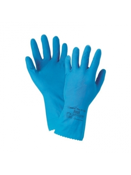 Guanti in lattice blu Ansell Alphatec con lunghezza 30 cm