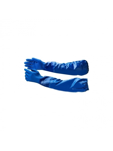 Guanti Ansell Alphatec lunghi in PVC blu satinati