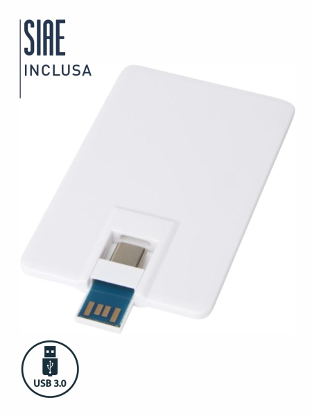 Chiavetta USB 3.0 con porta Tipo-C e USB-A Duo slim personalizzata Card 64 GB