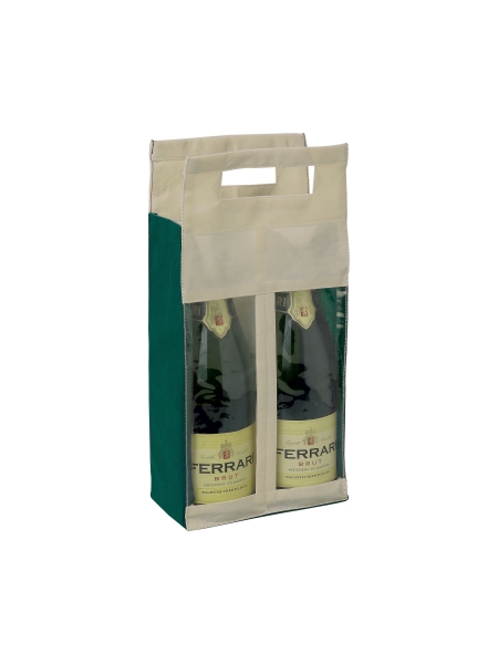 Borsa portabottiglie in TNT con finestra 2 posti 35 x 16,5 x 8,3 cm