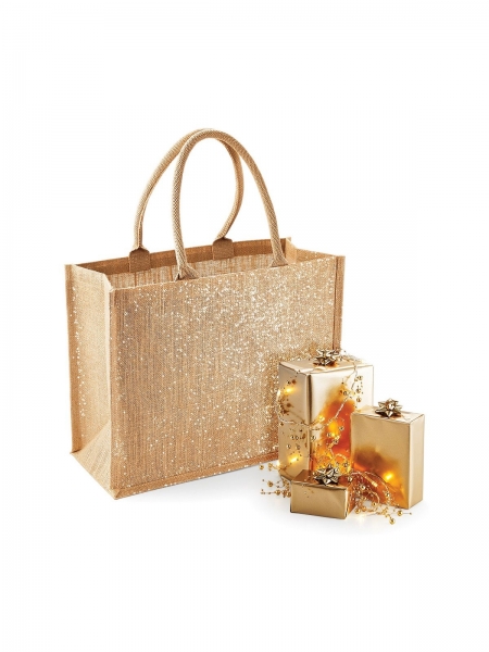 Shopper personalizzate in juta laminata Shimmer 42x33x19 cm