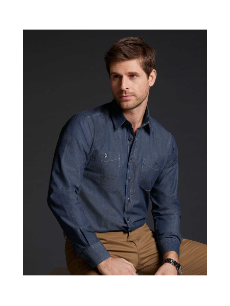 Camicia denim da uomo personalizzata James & Nicholson Men's Denim Shirt
