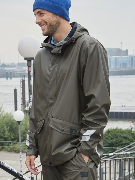 Giacca antipioggia da lavoro unisex personalizzata James & Nicholson Worker Rain-Jacket