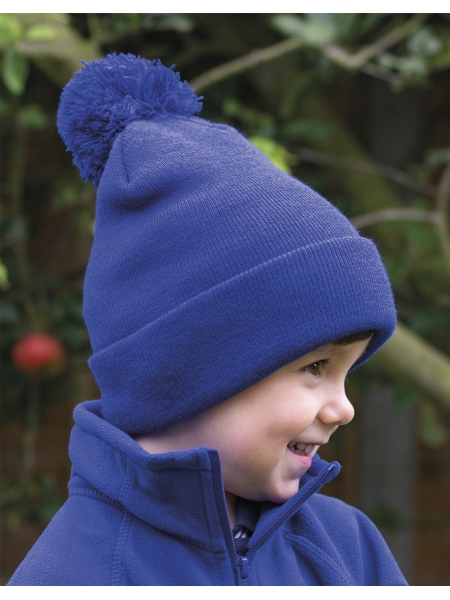 Cappello con pon pon personalizzabile Result Winter Essential Junior Pompom Beanie