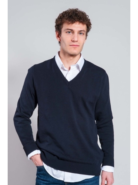 Pullover cotone uomo personalizzato scollo a V