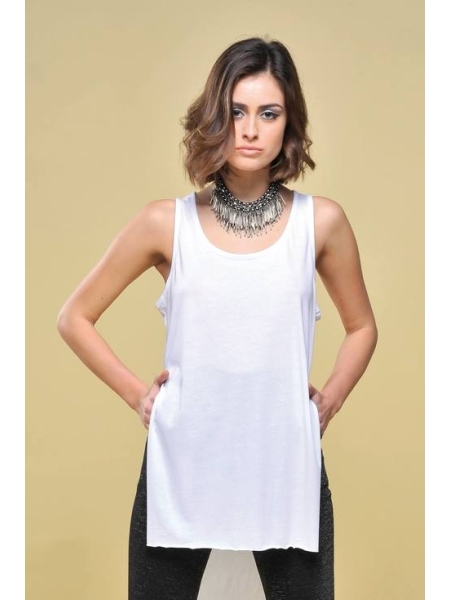 Canottiera da donna modal back longer taglio vivo