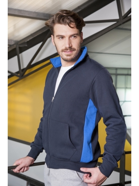 Felpa personalizzata uomo jacket zip lunga con fianchetti contrast