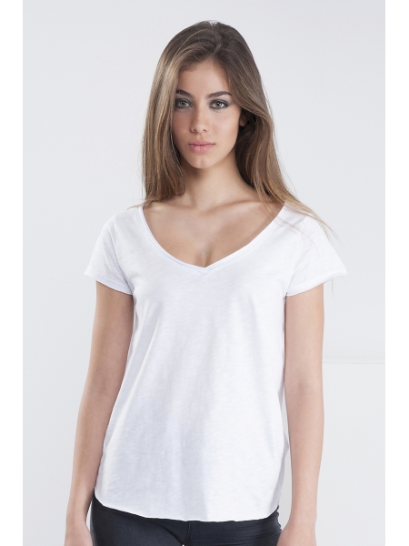 T-shirt donna scollo V fiammata personalizzata Vesti