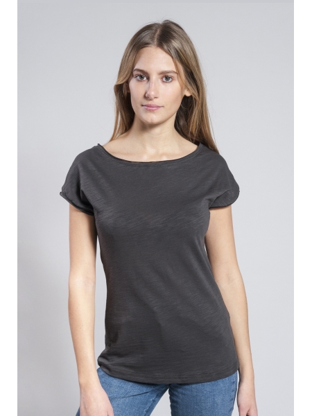 T shirt per stampa personalizzata donna ad ampio scollo