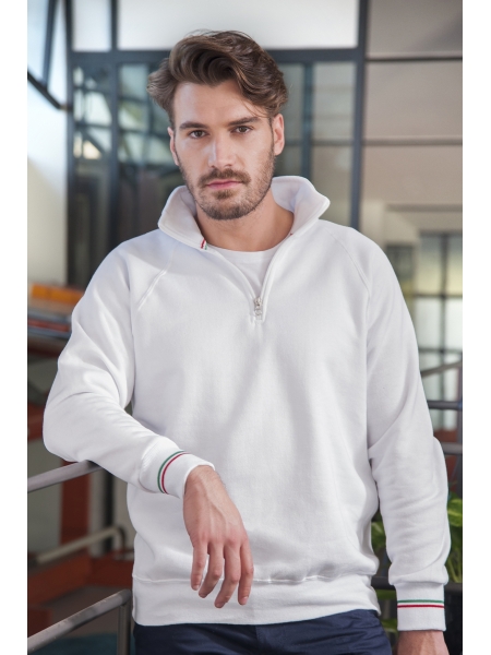 Felpa personalizzata unisex collo zip tricolore