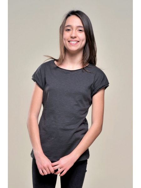 T shirt bambina fiammata scollatura tonda