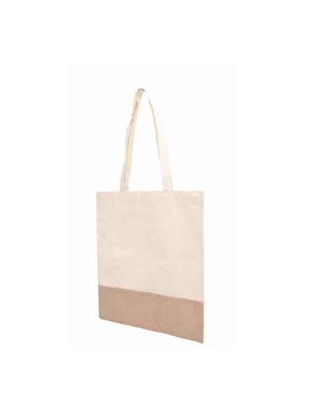 Borsa shopping in cotone e juta da 41x37 cm