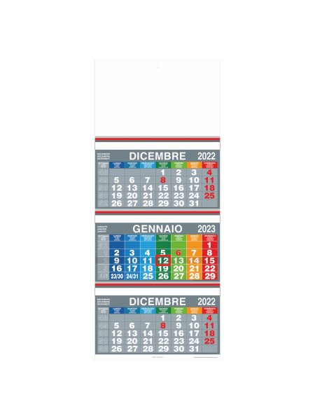 Calendario trimestrale trittico con cursore  - 12 fogli
