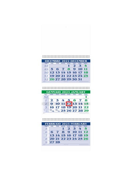 Calendario Trittico trimestrale 12 fogli