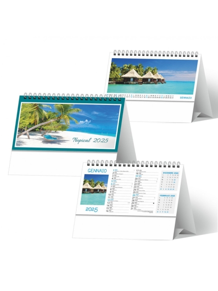 Calendario da scrivania personalizzato trimestrale Tropical - 12 fogli