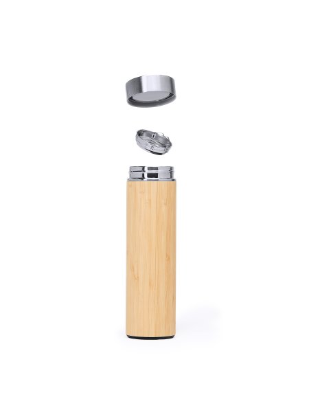 Borraccia doppia parete in acciaio 500 ml rivestimento in bamboo Elisir