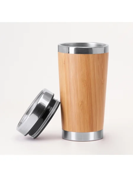 Bicchiere in acciaio e bamboo 500ml Herbal