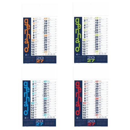 Stampa calendari olandesi personalizzati trimestrale 12 fogli 31 x 53 cm