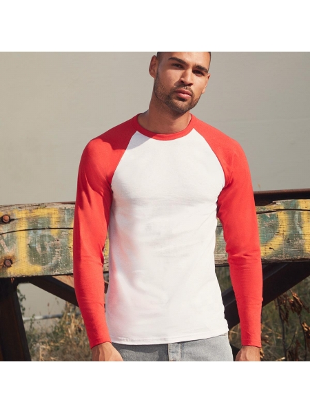 T-shirt uomo Baseball manica lunga Fruit Of The Loom