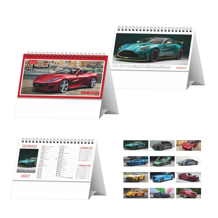 Calendario da tavolo trimestrale Auto sportive 19 x 14,5 cm