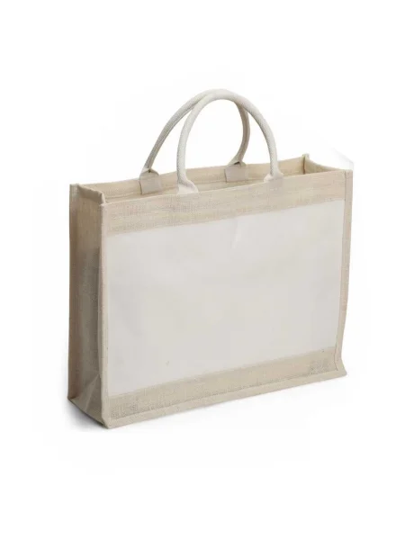 Borsa shopping personalizzata Cancun in juta e canvas (45,5 x 36 x 15 cm)
