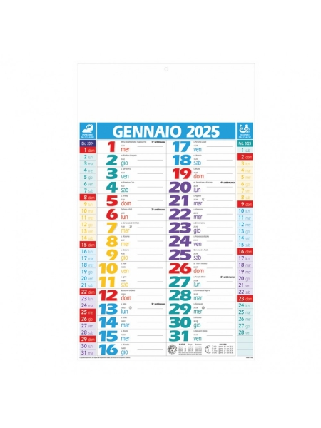 Calendario olandese multicolor 12 fogli trimestrale