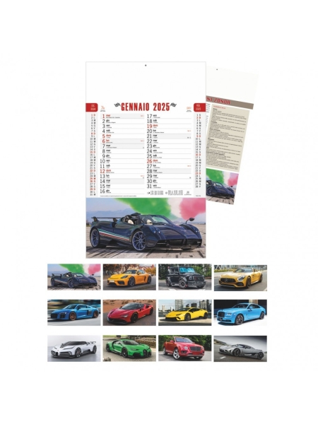 Calendario Auto sportive trimestrale 12 fogli personalizzabile