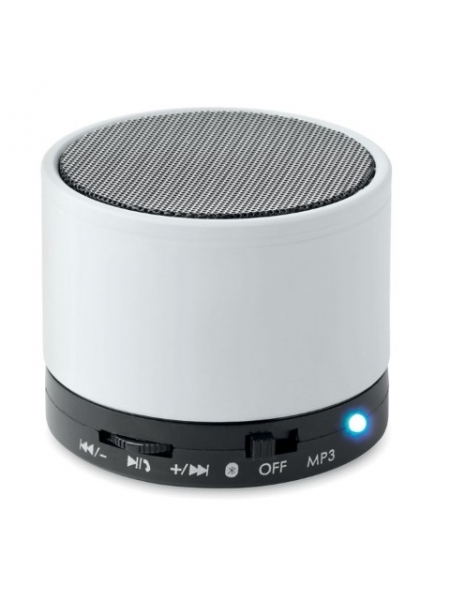 Cassa speaker bluetooth 4.2 in ABS Ø6x4,9 cm con finitura gommata e Led